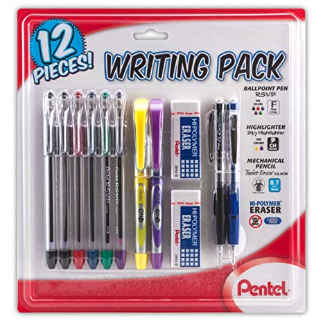 Pentel All-In-One Writing Value/Starter Pack, 12 Piece Kit (BKPDSLZBP12)