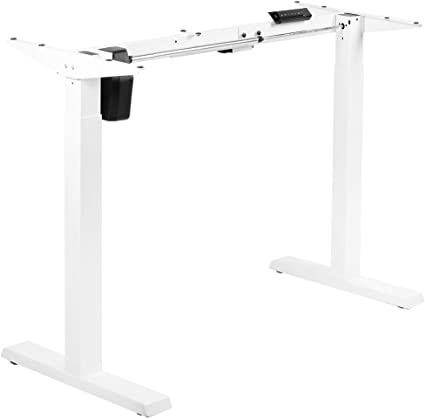 VIVO Compact Electric Stand Up Desk Frame for 34 to 71 inch Table Tops, Single Motor Ergonomic Standing Height Adjustable Base with Controller, White (DESK-E151EW)