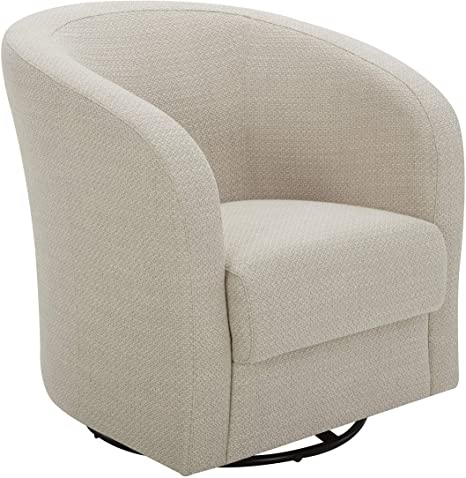 Amazon Brand – Rivet Rione Modern Upholstered Swivel Chair with Rounded Back, 30.3"W, Stucco