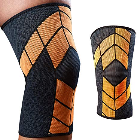 Compression Knee Sleeve - Knee Support for Gym, Running, Crossfit, Basketball, Weightlifting, Workout, Sports - Knee Brace for Men & Women (M)