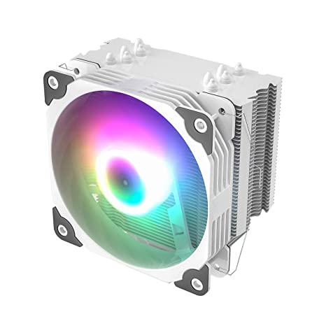 Vetroo V5 White CPU Air Cooler w/ 5 Heat Pipes 120mm PWM Processor 150W TDP Fan Intel LGA 1200 115X / AMD Ryzen AM4 Universal Socket w/Addressable RGB Lights Sync