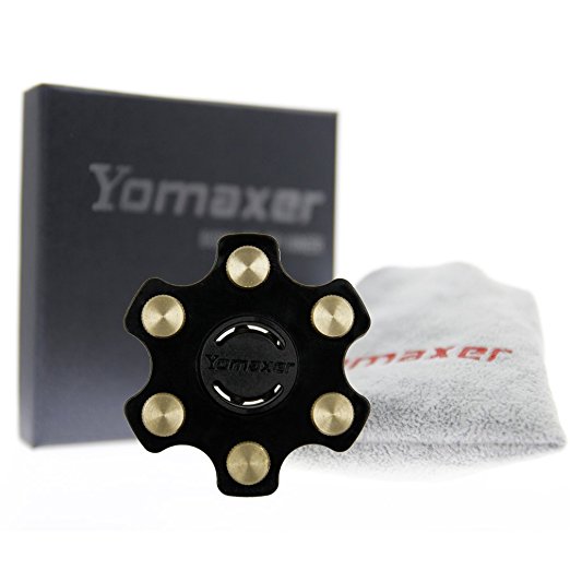 Yomaxer Fidget Hand Spinner Si3N4 Ceramic Bearing with Caps Punk Brass Rivet Decor EDC Toy For ADHD