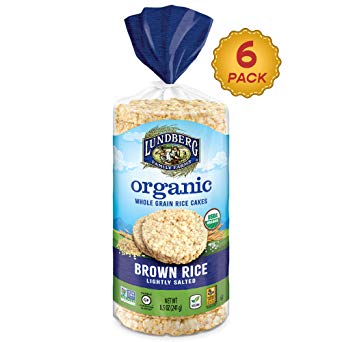 Lundberg Organic Brown Rice Cakes, Lightly Salted, 8.5oz (6Count), Gluten-Free, Vegan, Usda Certified Organic, Non-Gmo Verified, Kosher, Whole Grain Brown Rice