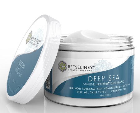 Retseliney Deep Sea Marine Facial Mask, for Fine Lines & Wrinkles Reduction, Skin Cleanser, Promotes Collagen for Firmer Skin, Tighten Pores, Organic & Natural Face Mask   Vitamin E & Kaolin Clay