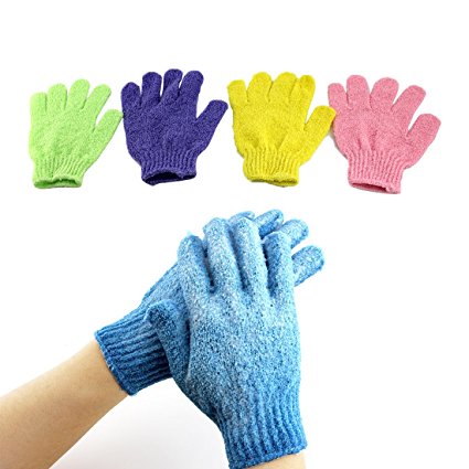 EZGO 5 Pair Bath Exfoliating Gloves - Durable Nylon Shower Gloves - Body Scrub Exfoliator for Men, Women & Kids