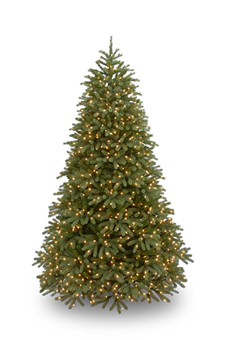National Tree 7.5 Foot "Feel Real" Jersey Fraser Medium Fir Tree with 1000 Clear Lights, Hinged (PEJF1-302-75)
