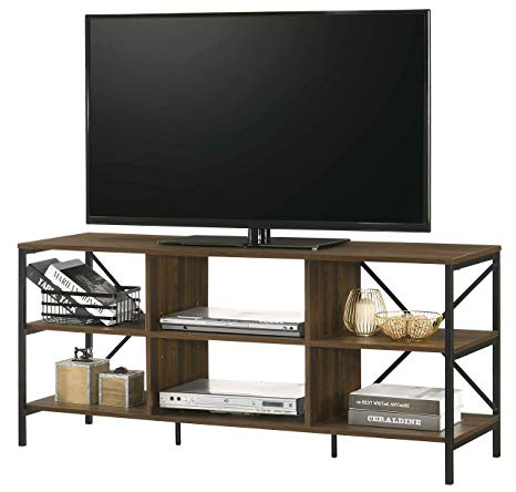 Furnitela TV Stand for 55 inch tv, Home Entertainment Center, Console with Storage, Wood Walnut Brown Color