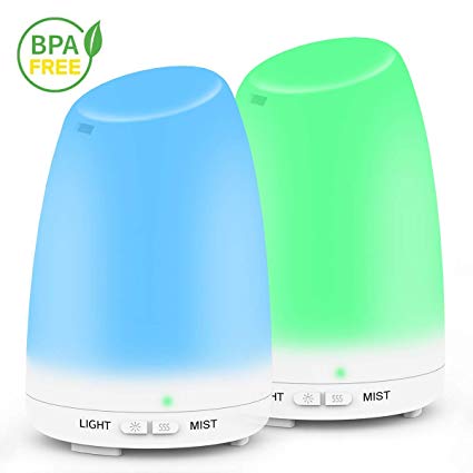 Essential Oil Diffuser, [2 pack ] 120ml Portable Aromatherapy Ultrasonic Aroma Diffuser / Cool Mist Humidifier , Waterless Auto Shut-Off and Mist Mode Adjustment for Bedroom, Nursery , Desk,Home, Office, Yoga Room,or Studio