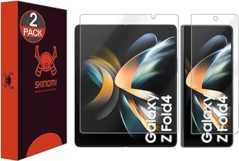Skinomi Screen Protector Compatible with Samsung Galaxy Z Fold 4 (2-Pack) Clear TechSkin TPU Anti-Bubble HD Film