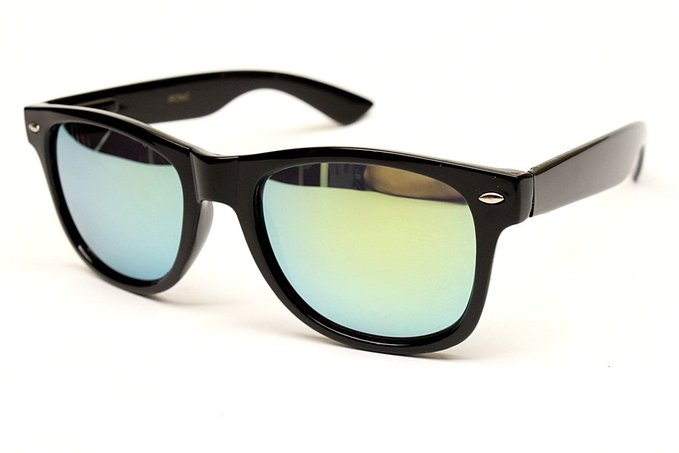 Vintage Wayfarer Retro Revo-lens Mirrored Sunglasses W132 (black-green, mirrored)