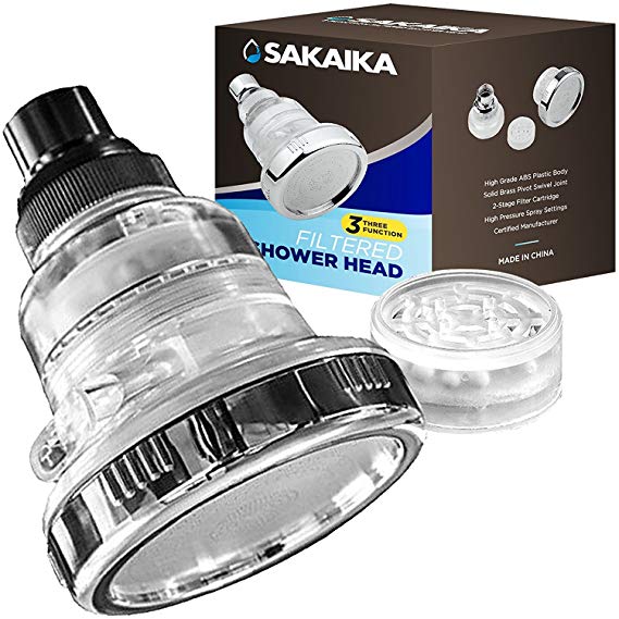 3 Inch Filtered Shower-Head Chlorine-Filter & Hard-Water Softener - High-Pressure Ionic Purifier Showerhead - Best Dechlorinating & Softening Filtration System for Dry Skin Eczema & Hair Loss - Chrome