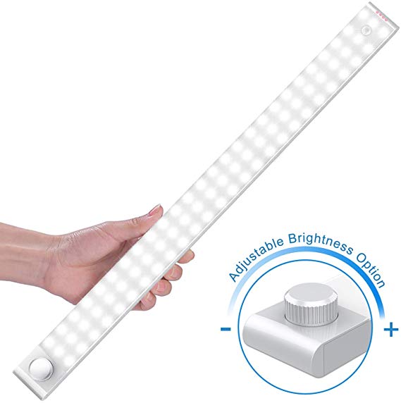 Motion Sensor Closet Light, 78 LED Wardrobe Lights Dimmable Rechargeable Wireless Under Cabinet Lighting Auto On/Off Indoor Cupboard Light Stick-Anywhere Night Light for Bar, Kitchen, Stairs, Hallway
