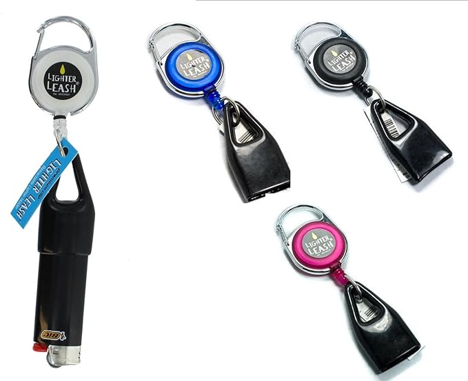 2 Pack - The Premium Lighter Leash Retractable Lighter Holder - Assorted Colors