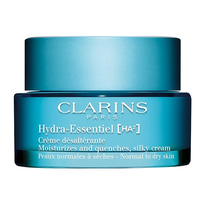 Clarins Hydra-Essentiel Silky Cream|Intensely Hydrating Moisturizer|60 Seconds to Plumper Skin*|Nourishes, Comforts and Softens|Double Dose Hyaluronic Acid|Normal-Dry Skin|1.7 Ounces