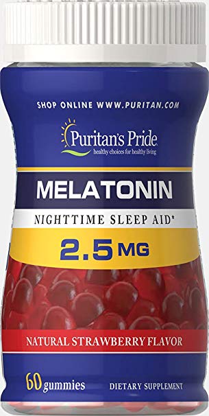 Puritan's Pride Melatonin Gummy 2.5 mg Strawberry Flavor-60 Gummies