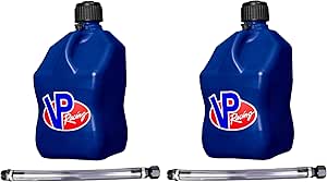 VP Racing Fuels 5-Gallon Square Motorsport Utility Container Blue & 14" Standard Hose (2 Pack)