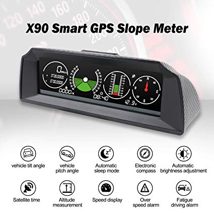 AUTOOL GPS Speed Slope Meter,Digital Inclinometer Level and Angle Gauge Bevel Gauge Tilt Gauge Finder Gauge Slope Meter with Compass for OBDII 12V Car/SUV/RV/Truck/Trailer Off-Road Vehicle