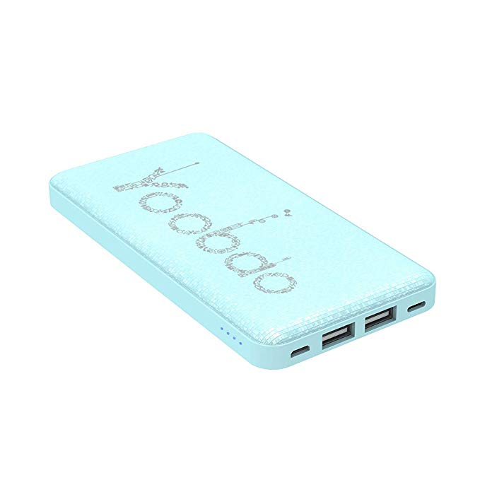 Yoobao 10000mAh Slim Portable Charger Power Bank External Battery Pack Dual USB Output & Dual Input Powerbank Cell Phone Battery Backup Charger Compatible Smartphone Cellphone Tablets - Blue