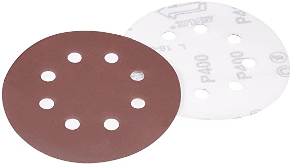 uxcell 10Pcs 5 Inch 8 Hole Hook and Loop Sanding Disc 400 Grit Flocking Sandpaper Random Orbital Sander Paper