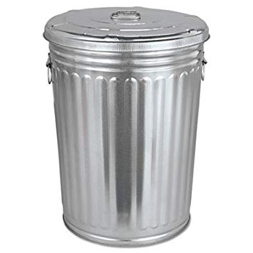 Pre-Galvanized Trash Can With Lid, Round, Steel, 20gal, Gray, Sold as 1 Each