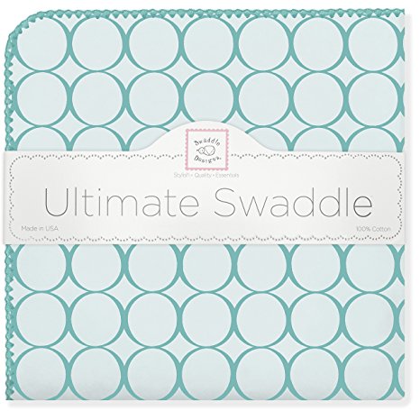SwaddleDesigns Ultimate Receiving Blanket, Jewel Tone Mod Circles, Turquoise