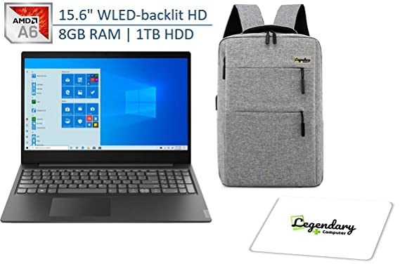 2020 Lenovo S145 15.6" HD Premium Laptop, AMD A6-9225 Processor, 8GB DDR4, 1TB HDD, Wireless-AC, HDMI, No DVD, Windows 10 S W/ Legendary Computer Backpack & Mouse Pad Bundle