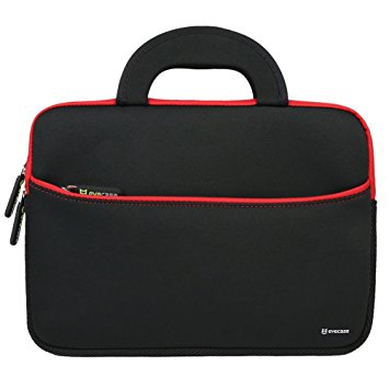 Evecase 10.6~12 inch Tablet, Netbooks Ultraportable Neoprene Zipper Carrying Case with Dual Hidden Pocket & Handle - Black/ Red