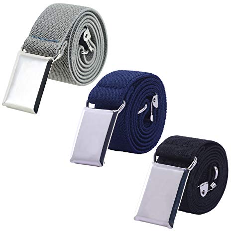 Toddler Boy Kids Buckle Belt - Adjustable Elastic Child Silver Buckle Belts, 3 Pieces