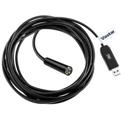 USB Borescope, Vastar 2.0 Megapixel CMOS HD USB Endoscope Waterproof Handheld Borescope Digital Inspection Camera Snake Camera(5 Meter Cable)