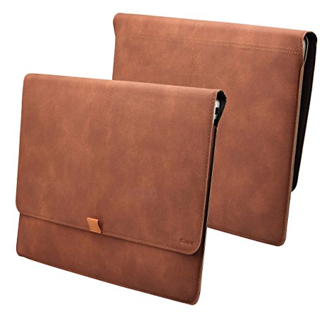 Vanctec Macbook 12 inch Sleeve, Microsoft Surface 3 Sleeve, PU Leather Protective Notebook Carrying Case Cover for Macbook 12 inch A1534 & Surface 3 10.8 inch With Card Slot, Brown