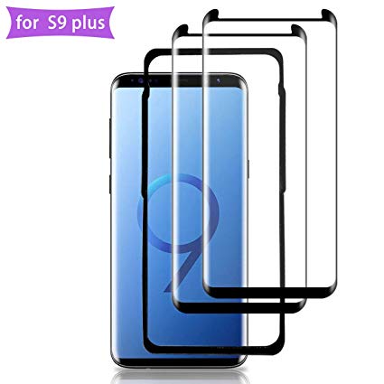 QINYUN S9 Plus Screen Protector Glass (2 PACK) (Alignment Frame Tool), 3D/Case Friendly/Anti-scratch/HD Clear/9H Hardness Screen Protector for Samsung Galaxy S9 Plus