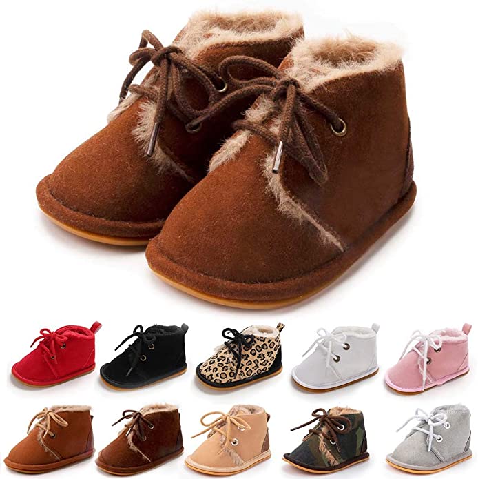 Meckior Winter Newborn Unisex Baby Girls Boys Velvet Rubber Sole Anit-Slip Shoes Prewalker Boots