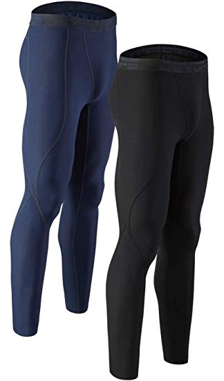 DEVOPS Men's 2 Pack Compression Cool Dry Tights Baselayer Running Active Leggings Pants