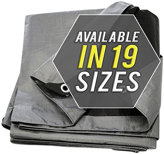 Tarp Cover Silver/Black Extremely Heavy Duty 20 Mil Thick Material, Waterproof, Great for Tarpaulin Canopy Tent, Boat, RV Or Pool Cover!!! (12X16)