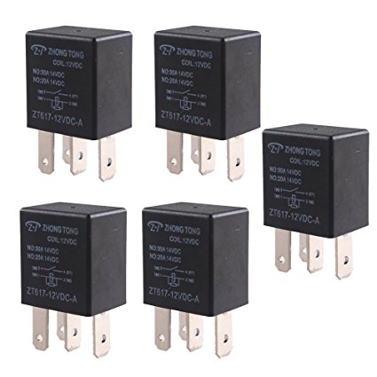E Support Car Relay 12v 30a Spst 4pin Pack of 5