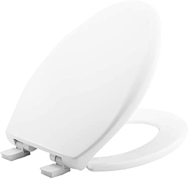 BEMIS 1200E4 000 Affinity Toilet Seat will Slow Close, Never Loosen and Provide the Perfect Fit, ELONGATED, Plastic, White