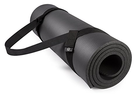 Levoit Yoga Mat for All-Purpose, 1/2-Inch Extra Thick 72"X 24" High Density Non Slip NBR Foam with Carrying Strap for Yoga,Pilates, Exercise and Workouts, Black