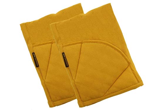 Rachael Ray Multifunctional 2-in-1 Moppine, Ultra Absorbent Kitchen Towel & Heat Resistant Pot Holder Mustard (Pack of 2)