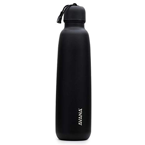 Avana Ashbury 24-Ounce Stainless Steel Double-Wall Insulated Water Bottle, Onyx