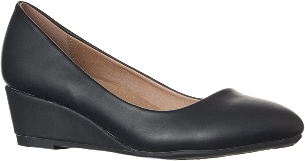 Riverberry Women's Alice Low-Height Round Toe Wedge Pumps