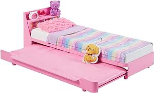 Barbie: My First Barbie Doll House Furniture, Bedtime Playset with Trundle Bed, Plush Puppy & Accessories, Toys for Little Kids, 13.5-inch Scale