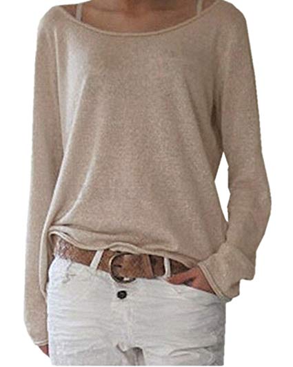 ZANZEA Women's Sexy Casual Autumn Loose Round Neck Long Sleeve Tops Blouse Jumper T-Shirt