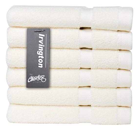 Chortex Luxury Turkish Cotton Washcloth (6 Pack), Pack of 6, Cream