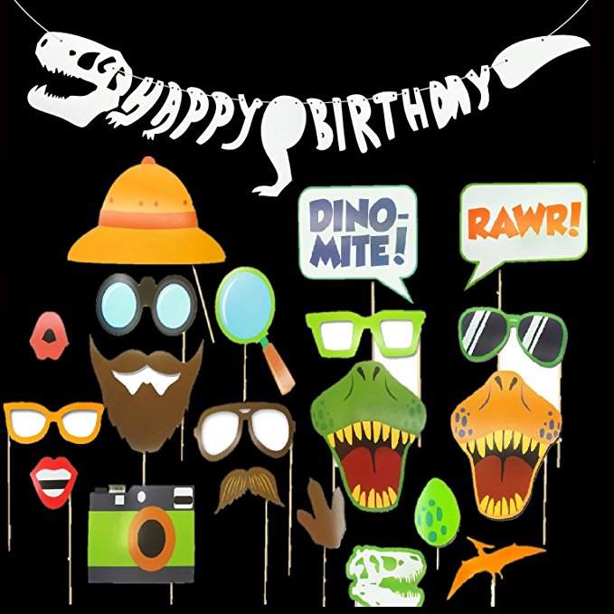 Dinosaur Dino Birthday Party Decoration Supplies,Happy Birthday Banner(Fossil Jurrasic T-REX Garland),Dinosaur Photobooth Props