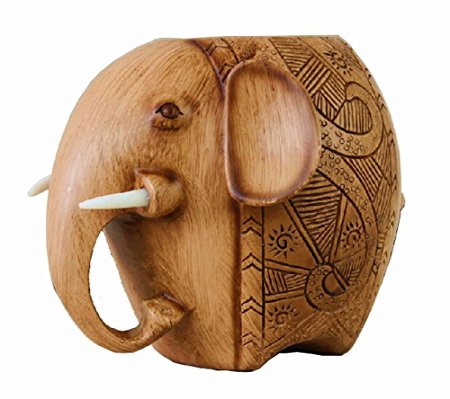 Z-Color ® Wood Carving Elephant Pencil Holder Fashion Creative Wooden Pen Holder For Office/School