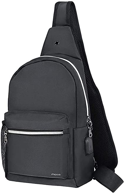 MOSISO Sling Backpack Hiking Daypack with USB Charging Port Outdoor Shoulder Bag