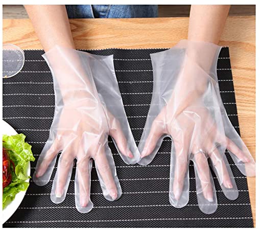 500PCS Disposable Clear Plastic Gloves,Plastic Large Disposable Food Safe Polyethylene Gloves,Food Prep Gloves for Cooking,Cleaning,Food Handling (500)