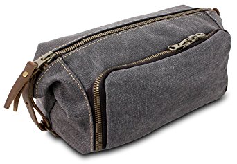 DOPP Kit Mens Toiletry Travel Bag YKK Zipper Canvas & Leather