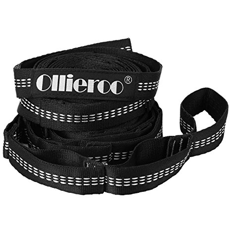 Ollieroo Hammock Straps Hammock Tree Straps 100% No Stretch Suspension System Kit Camping Hammock Security Accessories