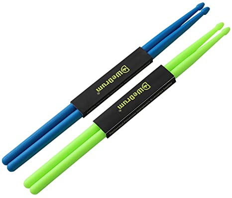 2 Pairs Drumsticks for Drum Light Durable Plastic 5A Drum Sticks for Kids Adults Musical Instrument Percussion Accessories (Blue and Green)